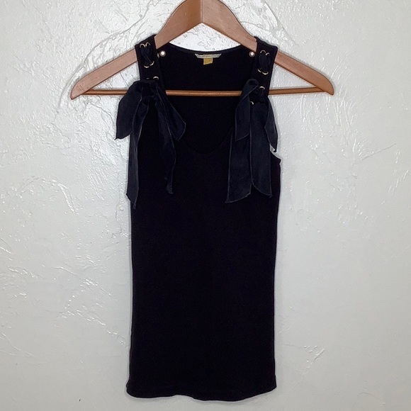Anthropologie Leifsdottir tied ribbons thru eyelets navy tank top size Small EUC - Picture 2 of 12